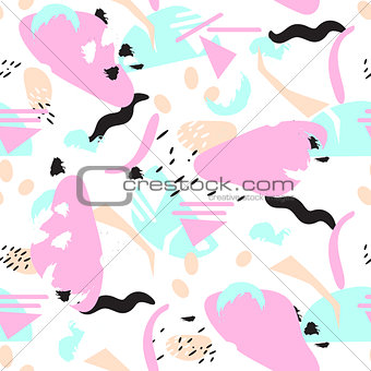 Abstract light neon stains seamless vector pattern.