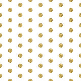 Gold foil shimmer glitter polkadot seamless pattern.