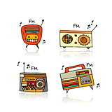 Vintage radio set, sketch for your design