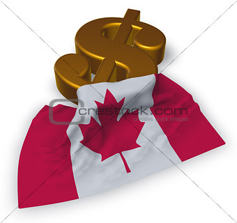 dollar symbol and canada flag - 3d illustration