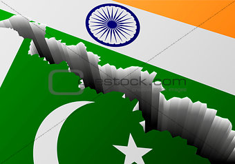 Flag Pakistan India Deep Crack