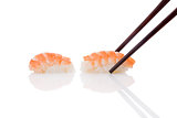 Nigiri sushi with shrimp.
