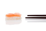 Nigiri sushi with salmon.