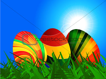 Colourful striped Easter eggs background
