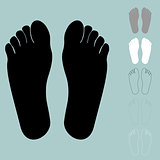 Black grey white foot or sole icon.