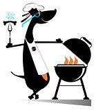 Barbecue and dog isolated