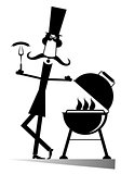 Man and barbecue isolated