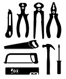 Set of Isolated Icons Building Tools for Repair. Pliers, nippers