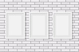 White Frame on Brick Wall Vector Illustration Background