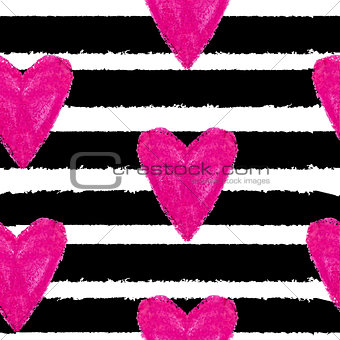 Abstract Hand Drawn Heart Love Seamless pattern Background Vecto