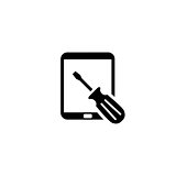 Tablet PC Repair Service Icon. Flat Design.