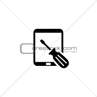 Tablet PC Repair Service Icon. Flat Design.