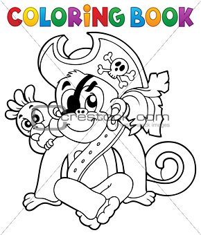 Coloring book pirate monkey image 1