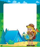 Summer frame with scout girl theme 2