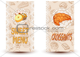 sweet menu and croissant