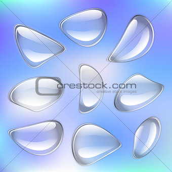 vector transparent drops. A set of bubbles of different shapes