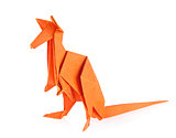 Orange kangaroo of origami.