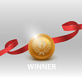 Gold medal for first place. Vector illustration.