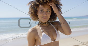 Portrait of female posing on beach