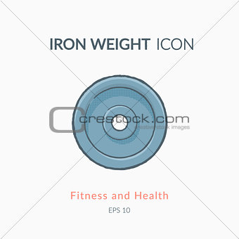 Iron weight icon isolated on white.