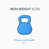 Iron weight icon isolated on white.