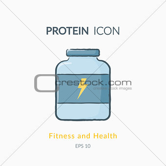 Sport nutrition icon isolated on white.