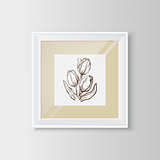 Tulips sketch in a frame.