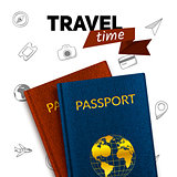 Passports and travel badge.