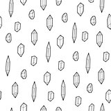 Seamless black and white geometric vector pattern with low-poly crystals.