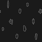 Seamless black and white geometric vector pattern with low-poly crystals.