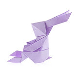Violet easter bunny of origami.