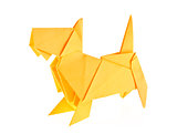 Yellow scotch terrier of origami.