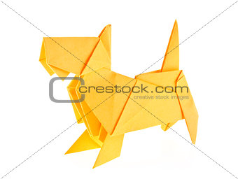Yellow scotch terrier of origami.