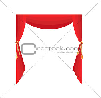 Red velvet vector flat curtain