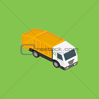 Icon isometric garbage truck.