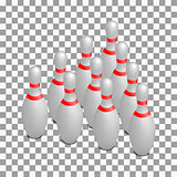 Skittles for bowling isometric, vector illustration.