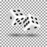 White dice in 3D style, vector illustration.