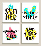 Bright summer cards on white background.