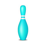 Bowling pin in turquoise design with white stripes