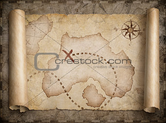 pirates treasure map scroll
