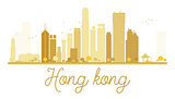 Hong Kong City skyline golden silhouette.