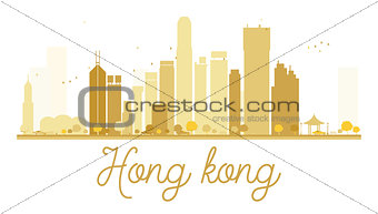 Hong Kong City skyline golden silhouette.