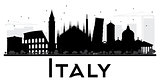 Italy skyline black and white silhouette.