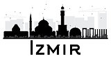 Izmir City skyline black and white silhouette.