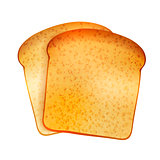 Couple of bright realistic tasty toasts on white