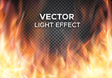 Vector fire flames on transparent background