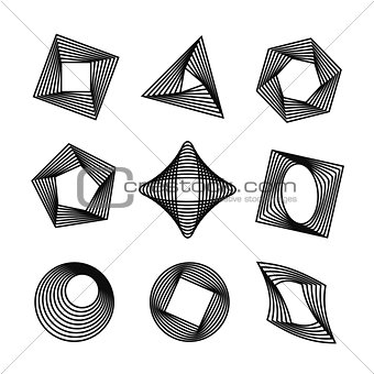 Vector set of spirograph style geometric shapes