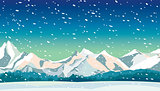 Winter landscape - mountain and snowfall.