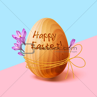 Easter poster with gold ribbon and crocus flowers