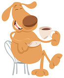dog drinking coffee cartoon